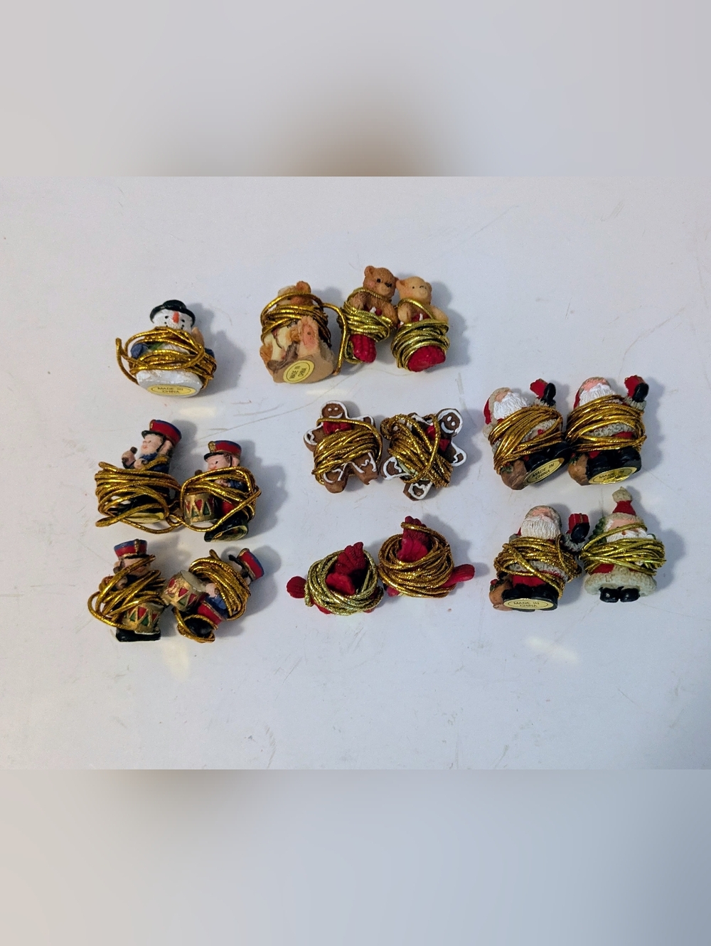 Christmas Figurine Ornaments Bundle 16 With String For Gift Wrapping Or Crafts